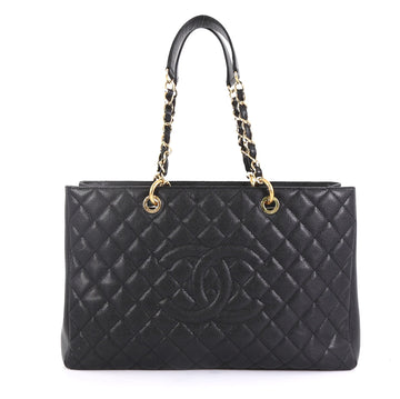 Chanel Grand Shopping Tote Quilted Caviar XL Black 435301
