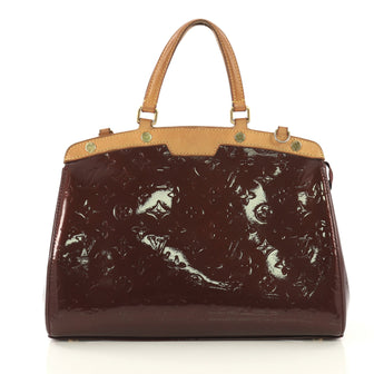 Louis Vuitton Brea Handbag Monogram Vernis MM Red 435411