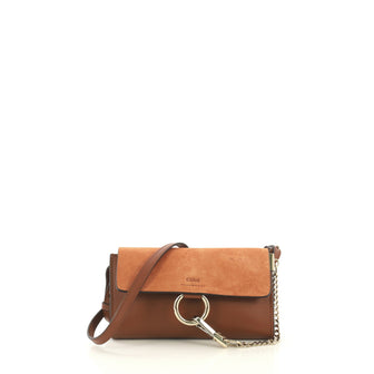 Chloe Faye Shoulder Bag Leather and Suede Mini Brown 435451