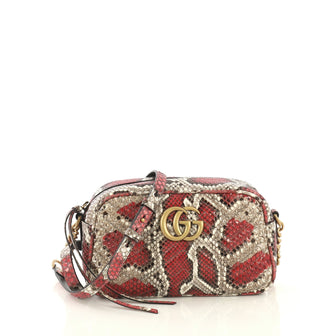 Gucci GG Marmont Shoulder Bag Matelasse Python Small Pink 435511