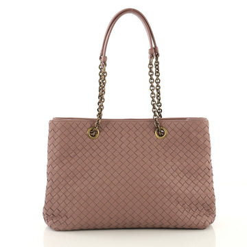 Bottega Veneta Double Chain Tote Intrecciato Nappa Medium Pink 435541