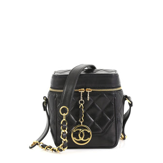 Chanel Vintage Box Zip Shoulder Bag Quilted Caviar Small Black 435592