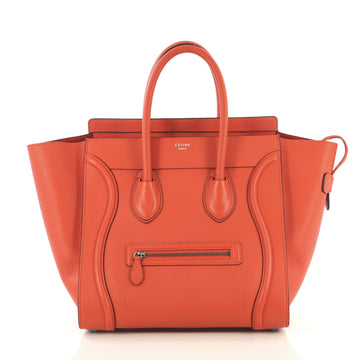 Celine Luggage Handbag Grainy Leather Mini Orange 435661