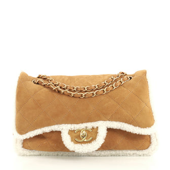 Chanel Coco Neige Flap Bag Quilted Suede with Shearling Large White 4357212