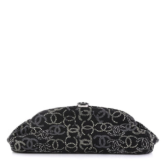 Chanel Paris-Shanghai Frame Clutch Crystal Embellished Boucle Tweed  Black 4357218