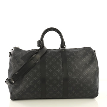 Louis Vuitton Keepall Bandouliere Bag Monogram Eclipse Canvas 45 Black 435731