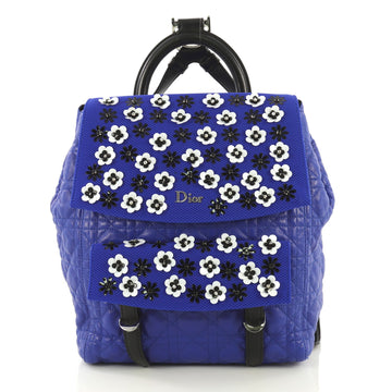 Christian Dior Stardust Backpack Cannage Quilt Lambskin with Embellished Mesh Medium Blue 435767