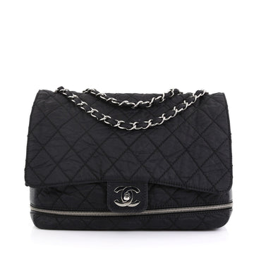 Chanel Expandable Flap Bag Quilted Nylon Medium Black 435801