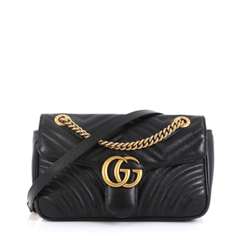 Gucci GG Marmont Flap Bag Matelasse Leather Small Black 435805