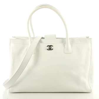 Chanel Cerf Executive Tote Leather Medium White 435881