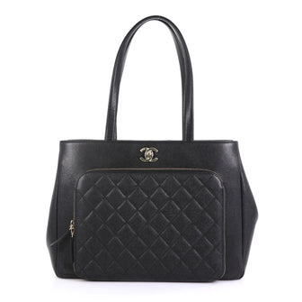 Chanel Business Affinity Tote Quilted Caviar Large Black 435901