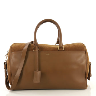 Saint Laurent Classic Duffle Bag Leather with Suede 12 Brown 435972
