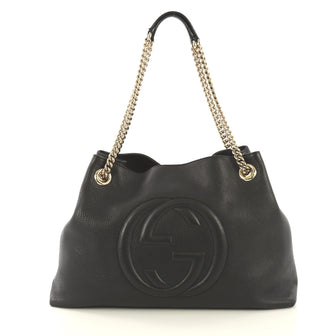 Gucci Soho Chain Strap Shoulder Bag Leather Medium Black 435991
