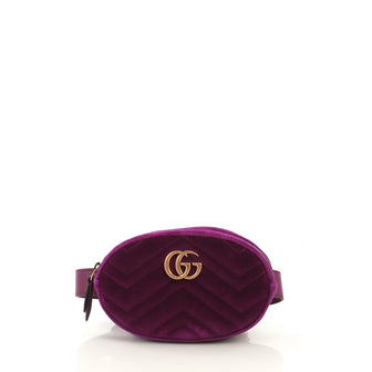 Gucci GG Marmont Belt Bag Matelasse Velvet Purple 436071