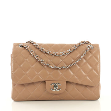 Chanel Classic Double Flap Bag Quilted Lambskin Jumbo Neutral 436191
