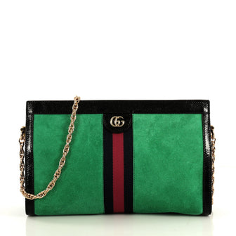 Gucci Ophidia Chain Shoulder Bag Suede Medium Black 4363201
