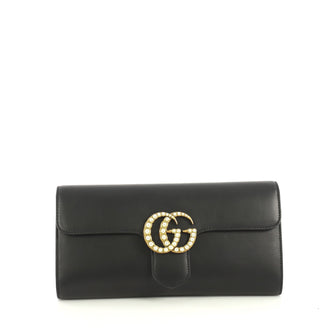 Gucci Pearly GG Marmont Clutch Leather Black 436402