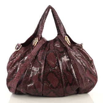 Gucci Hysteria Convertible Top Handle Bag Python Medium Purple 436422