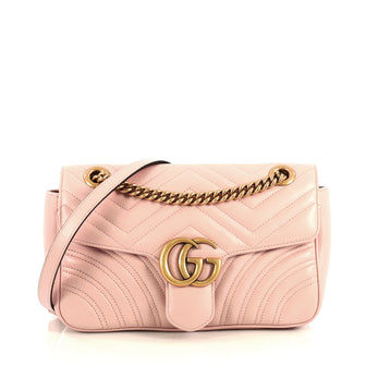 Gucci GG Marmont Flap Bag Matelasse Leather Small Pink 436511