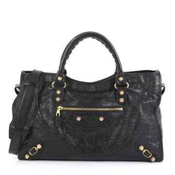 Balenciaga City Giant Studs Bag Leather Medium Black 4365202