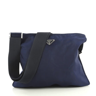 Prada Zip Messenger Bag Tessuto Medium Blue 436621