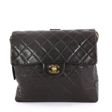 Chanel Vintage Square Flap Backpack Quilted Lambskin Medium Black 43664102