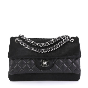 Chanel Miss Pony Double Flap Bag Quilted Aged Calfskin and Pony Hair Medium Black 43664104