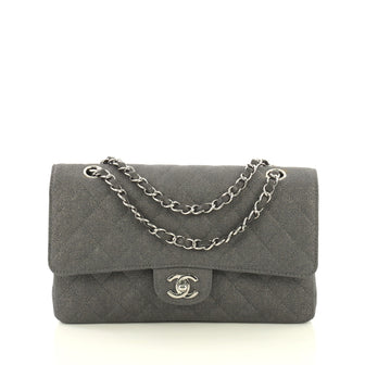 Chanel Vintage Classic Double Flap Bag Quilted Canvas Medium Gray 43664107