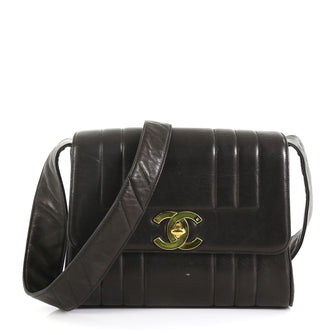 Chanel Vintage CC Shoulder Bag Vertical Quilt Lambskin Medium Black 4366411