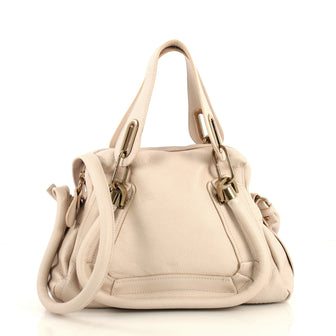 Chloe Paraty Top Handle Bag Leather Small Neutral 4366418
