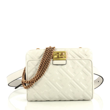 Fendi Upside Down Bag Zucca Embossed Leather White 4366440