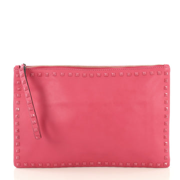 Valentino Rockstud Pouch Leather Large Pink 4366443