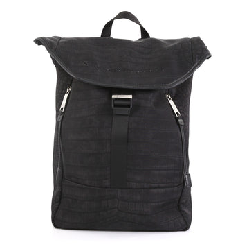 Fendi Buckle Backpack Crocodile Print Nylon Large Black 4366447