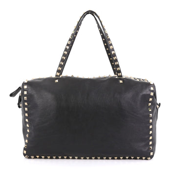 Valentino Rockstud Zip Boston Bag Leather Black 4366458