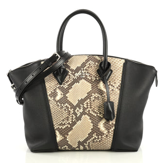 Louis Vuitton Soft Lockit Handbag Leather and Python PM Black 4366466