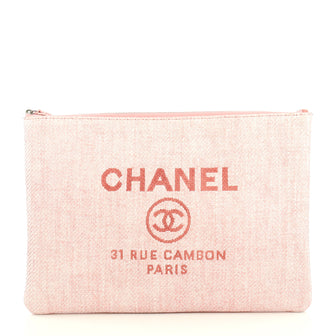 Chanel Deauville Pouch Raffia Large Pink 4366480