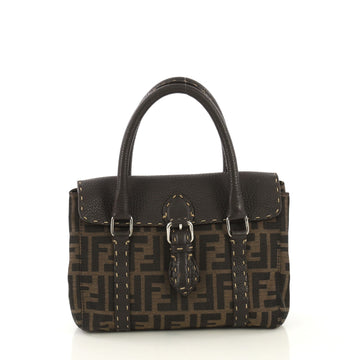 Fendi Selleria Linda Satchel Zucca Canvas with Leather Mini Brown 4366496