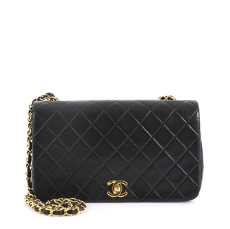 Chanel Vintage 3 Way Full Flap Bag Quilted Lambskin Small Black 4366498