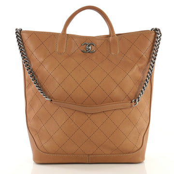 Chanel CC Lock Tote Quilted Caviar Large Brown 436761