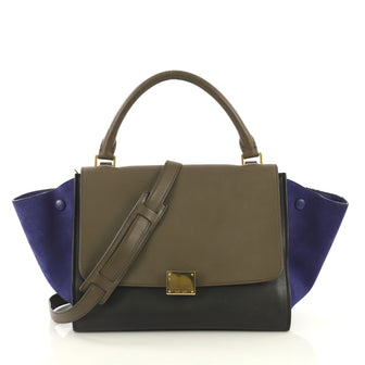 Celine Tricolor Trapeze Handbag Leather Medium Black 4367701