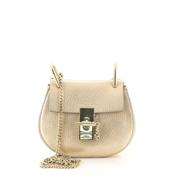 Chloe Drew Crossbody Bag Leather Mini Metallic 436791