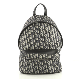 Christian Dior Zip Around Backpack Oblique Canvas Medium Black 436931