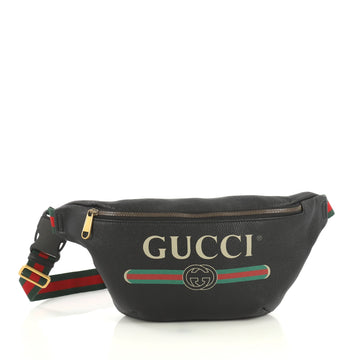 Gucci Logo Belt Bag Printed Leather Small Black 436932