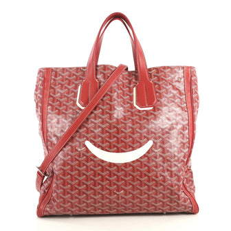Goyard Voltaire Convertible Tote Painted Coated Canvas Red 436935