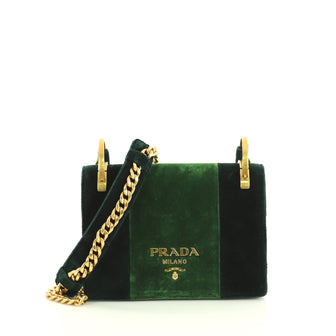 Prada Cahier Shoulder Bag Velvet Small Green 436991