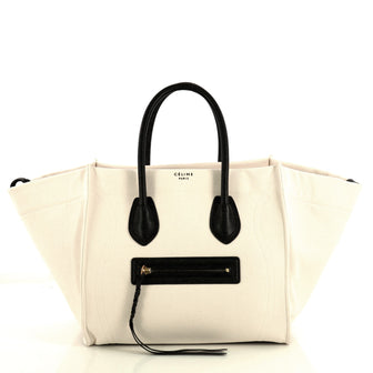 Celine Phantom Bag Canvas Medium White 4372210