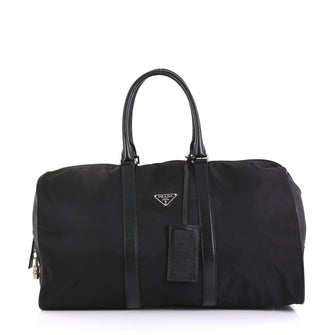 Prada Convertible Weekender Bag Tessuto with Saffiano Leather Large Black 437228