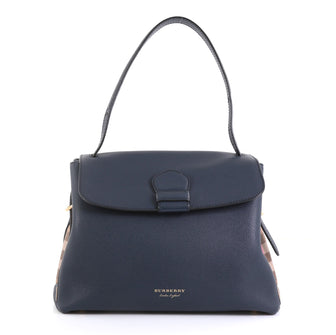 Burberry Camberley Top Handle Bag Leather Medium Blue 437241