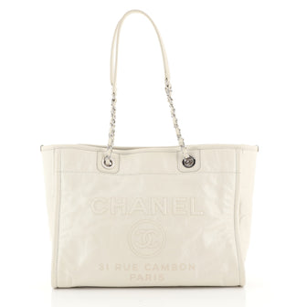 Chanel Deauville Tote Glazed Calfskin Small Neutral 4372521