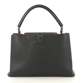 Louis Vuitton Capucines Handbag Leather MM Blue 437254